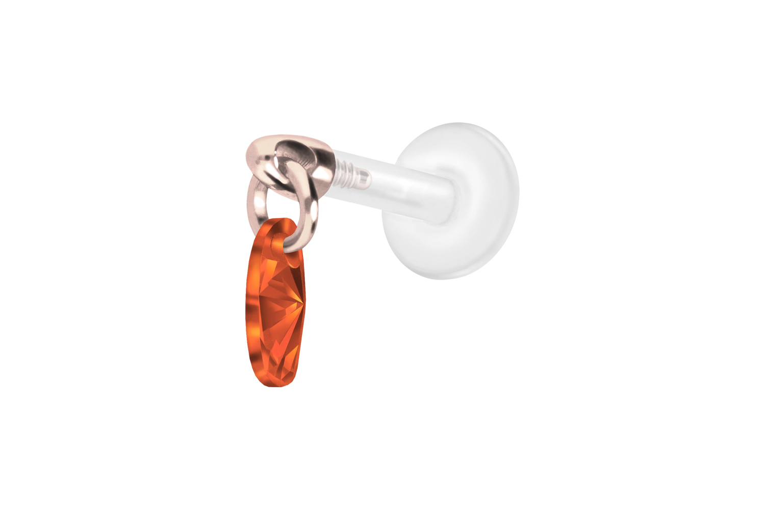 PTFE Labret Piercing mit Innengewinde + Titan-Aufsatz KRISTALLOVAL